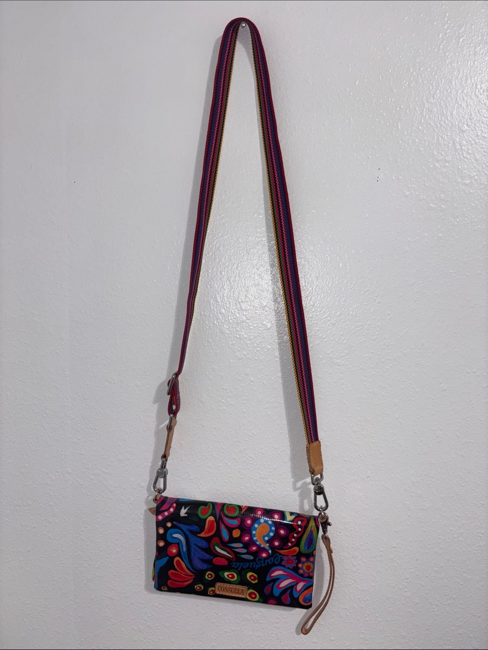 Multicolor Paisley Crossbody Bag - Vibrant Black - Picture 3 of 7
